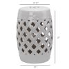 Woven Ceramic Garden Stool, White Glazed, Easy Clean & Supportive for Outdoor Seating