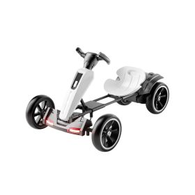 12V Electric Kids Pedal Go Kart, Folder Go Kart, Outdoor Ride On Toy With Adjustable Seat, 4 Non-Slip EVA Wheels For Boys And Girls For Age 3-8 Y (Color: White)