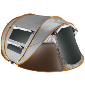 1Pc 5-8 Person Tent Automatic Setup Camping Tent Waterproof Instant Setup Tent With 4 Mosquito Net Windows Carrying Bag For Hiking Climbing Adven (Color: Khaki)