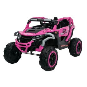 Ride On Models Truck Car 12V Kids Electric Vehicles, Remote Control, Front & Rear Shock Suspension, 2 Seater UTV, Flashlights And A Built-in Musi (Color: Pink)